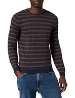Bluzy męskie - Pierre Cardin Męska bluza Crewneck Bicolor Stripes Denim Academy, brązowy (Espresso 7003), XXL - miniaturka - grafika 1