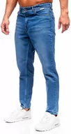 Spodnie męskie - Niebieskie spodnie jeansowe męskie regular fit Denley GT22 - miniaturka - grafika 1