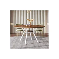 Stoły - Tribesigns Okrągły stół do jadalni z blatem z MDF, 120 * 120 * 75 cm, z czterema metalowymi nogami, biały, idealny w stylu retro skandynawskim - miniaturka - grafika 1