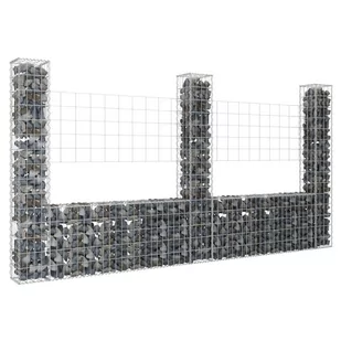 shumee shumee 3 słupki gabionowe U kształtne 260x20x150 cm żelazne - Ogrodzenia - miniaturka - grafika 1