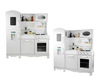 COIL Kuchnia dla dzieci drewniana + akcesoria duża zestaw garnki kran biała - Zabawki AGD - miniaturka - grafika 1