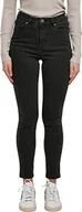 Spodnie damskie - Urban Classics Damskie dżinsy Organic High Waist Skinny, dżinsy damskie o kroju slim fit, z bawełny organicznej, dostępne w dwóch kolorach, rozmiary 26-34, Black washed, 28 - miniaturka - grafika 1