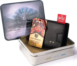 Peterson Mały portfel męski ze skóry naturalnej Peterson NoSize - Portfele - miniaturka - grafika 1