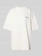 Koszulki i topy damskie - T-shirt o kroju oversized z nadrukiem z logo - miniaturka - grafika 1