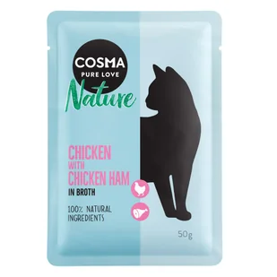 Cosma Nature saszetki 6 x 50 g Kurczak i szynka z kurczaka | - Mokra karma dla kotów - miniaturka - grafika 2