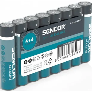 Bateria alkaliczna, AAA (LR03), AAA, 1.5V, Sencor, Folia, 8-pack - Baterie i akcesoria - miniaturka - grafika 6