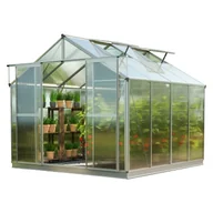 Szklarnie ogrodowe - GFP szklarnia Topas 4 rama aluminiowa 225x259 cm - płytami poliwęglanowymi ok. 6 mm - z ramą fundamentową i aut. mechanizm otwierania okien - miniaturka - grafika 1