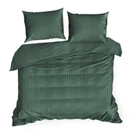 Pościel - Pościel satynowa VERA 200x220 Eurofirany ciemnozielona w prążki - miniaturka - grafika 1