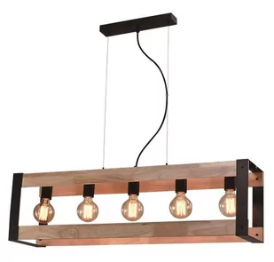 Candellux Lampa wisząca czarna metalowa + drewno 5x40W E27 Varna 35-79282 35-79282 - Lampy sufitowe - miniaturka - grafika 1