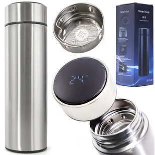 KUBEK TERMICZNY TERMOS SMART LED 500ML SREBRNY - Kubki termiczne - miniaturka - grafika 1