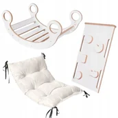 Skoczki dla dzieci - Zestaw Bujak Montessori + Ścianka + Zjeżdżalnia +Poduszka Beż DREWNO CERTYFIKAT - miniaturka - grafika 1
