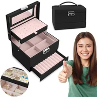 Biżuteria - akcesoria - ﻿Szkatułka na biżuterię MS-704 Massido - czarna - miniaturka - grafika 1