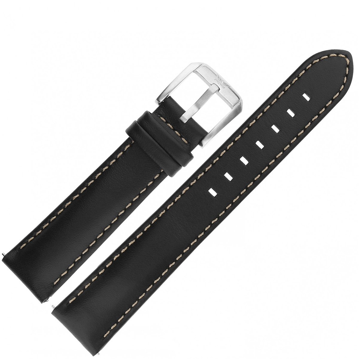 Zdjęcia - Pasek do zegarka Pasek Airacobra GMT Skóra  19 mm - Czarny z szarym przesz. mat. kl.(V.1.37.0)
