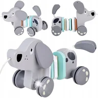 Zabawki zręcznościowe - Drewniany Piesek - Zabawka do ciągnięcia na sznurku Szary pies ZA5376 - miniaturka - grafika 1