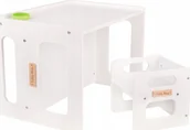 Krzesła obrotowe dla dzieci - KiddyMoon Stolik + krzesło TC-001 MDF white 61x44x44/30x30x30 Mebel zestaw mebelków - miniaturka - grafika 1