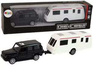 Zestaw Pojazdów Jeep Czarny Przyczepa Kempingowa Metalowe Elementy Import LEANToys - Samochody i pojazdy dla dzieci - miniaturka - grafika 1