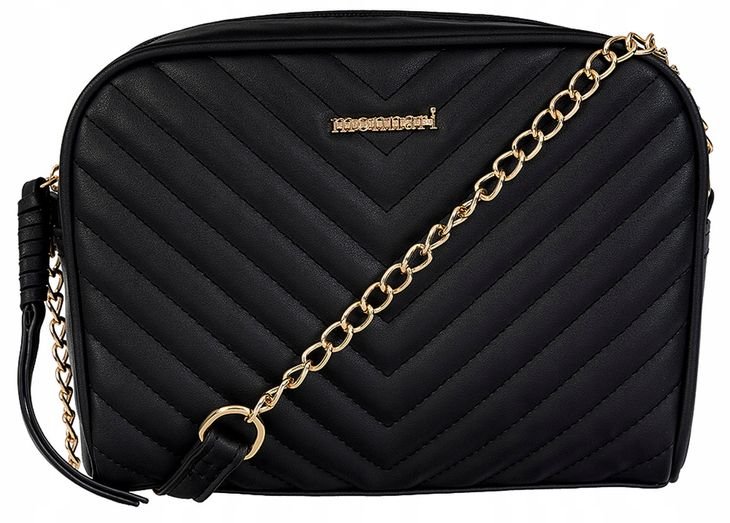 Torebka Damska Czarna Listonoszka Monnari Pikowana Mat Logo