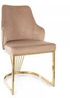 Krzesła - Krzesło tapicerowane ALURE VELVET beżowe SIGNAL - miniaturka - grafika 1