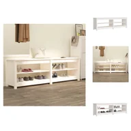 Szafki na buty - vidaXL Ławka na buty biała 160x36,5x50 cm lite drewno sosnowe - Stojaki i szafki na buty - miniaturka - grafika 1