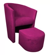 Fotele - ATOS Fotel Club z podnóżkiem Mikrofaza 10 Różowy - miniaturka - grafika 1