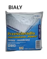 Prześcieradła dla dzieci - Wodoodporne Prześcieradło Ochronne Jersey Do Łóżeczka Niemowlęcego Z Gumką Premium 60X120 Cm Białe - miniaturka - grafika 1