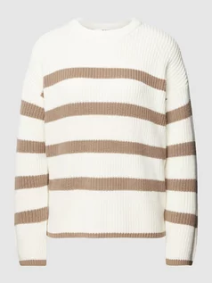 Swetry damskie - Sweter z dzianiny ze wzorem w paski model ‘BLOOMIE’ - grafika 1