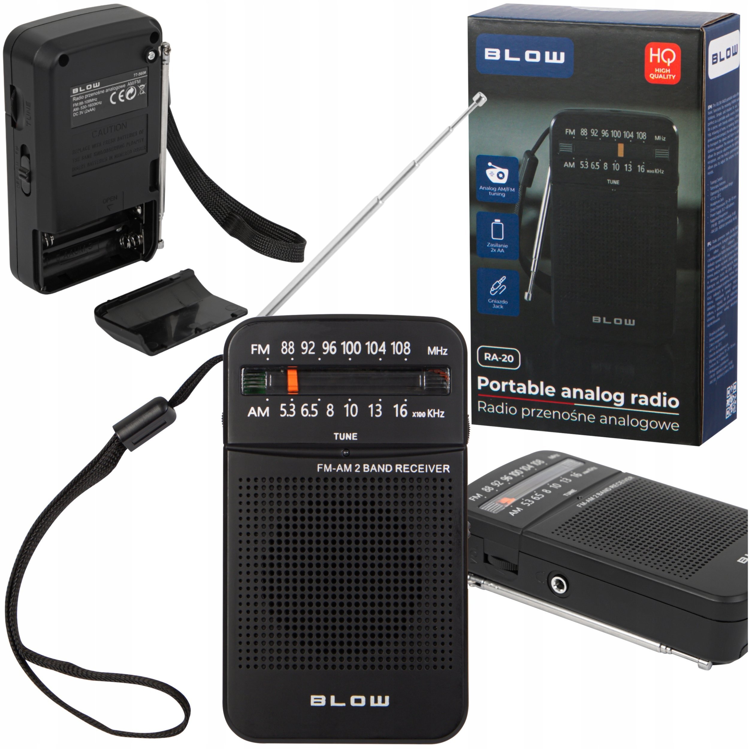 Blow 77-560# Radio przenośne analogowe am/fm ra20