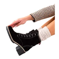 Botki damskie - Goodin Wygodne Botki Na Obcasie czarne - miniaturka - grafika 1