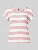 Koszulki i topy damskie - T-shirt o kroju relaxed fit z mieszanki wiskozy model ‘WIDE STRIPE’ - miniaturka - grafika 1