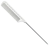 Szczotki i grzebienie do włosów - Y.S. Park, grzebień z metalowym szpikulcem, model 132, biały - miniaturka - grafika 1