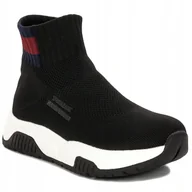 Sneakersy damskie - Tommy Hilfiger Sneakersy wys T3A9-33007 Black r.37 - miniaturka - grafika 1