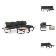 Sofy ogrodowe - vidaXL 2-częściowa narożna sofa ogrodowa z poduszkami z aluminium WPC - Sofy ogrodowe - miniaturka - grafika 1