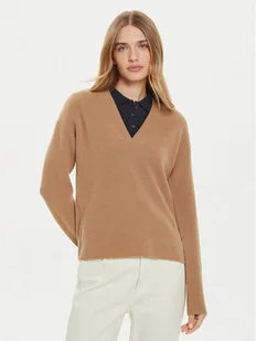 Tommy Hilfiger Sweter WW0WW43101 Beżowy Relaxed Fit - Swetry damskie - miniaturka - grafika 1
