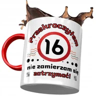 Kubki - Kubek Czerwony na Urodziny 16 16ste 16-ste Prezent z Nadrukiem ze Zdjęciem + Opakowanie na prezent (wzór 01) - miniaturka - grafika 1