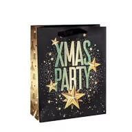 Opakowania i torebki na prezenty - Torebka Czarno Złota Xmas Party 42X32X12Cm - miniaturka - grafika 1