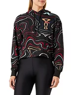 Bluzy damskie - FILA Damska bluza z kapturem SIMIONE Cropped, Black Colour Waves AOP, L, Black Colour Waves Aop, L - miniaturka - grafika 1