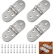 Zawiasy, okucia i inne akcesoria - 4 szt. zawiasów składanych 180° ze stali nierdzewnej, okrągłych, do szafek stołowych, do mebli z drewna, maszyn do szycia (srebrnych) - miniaturka - grafika 1