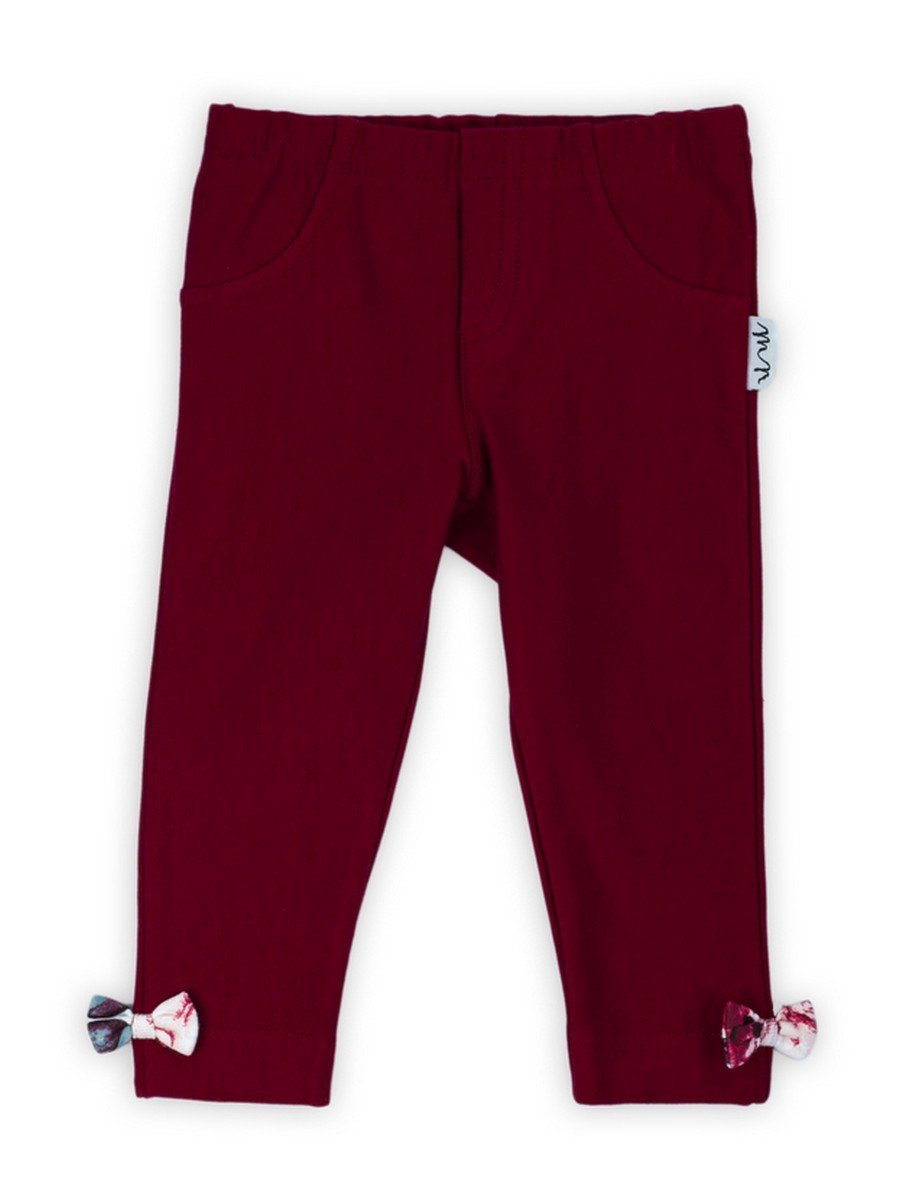 Dziewczęce legginsy z kokardką bordowe Nicol,r.80