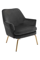 Fotele - Fotel tapicerowany na złotych nogach Royal : Kolor - Dark grey - miniaturka - grafika 1