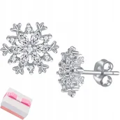 Biżuteria dla dzieci - SREBRNE KOLCZYKI RODOWANE ŚNIEŻKI ŚNIEŻYNKI PŁATKI ŚNIEGU NA ŚWIĘTA 925 - miniaturka - grafika 1
