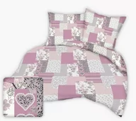 Pościel - Pościel bawełniana 160x200 różowa patchwork serca motyle kwiaty - miniaturka - grafika 1