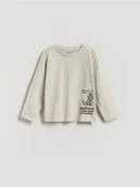 Bluzki dla niemowląt - Reserved - Bawełniany longsleeve - jasnoszary - miniaturka - grafika 1