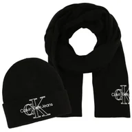Czapki damskie - Calvin Klein Jeans komplet zimowy damski czapka i szalik K60K608858-BDS - miniaturka - grafika 1