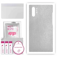 Szkła hartowane na telefon - Folia naklejka skórka strukturalna na TYŁ do Samsung Galaxy Note 10+ 5G -  Skóra Srebrna - apgo SKINS - miniaturka - grafika 1