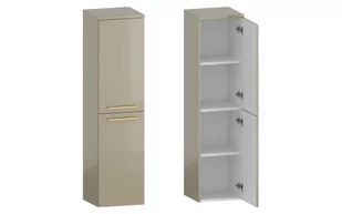 Słupek Łazienkowy RON 35 cm 2D Prawy - Cappuccino Wysoki Połysk - Uchwyty Złote Szczotkowane - Szafki łazienkowe - miniaturka - grafika 1
