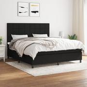 Łóżka - Łóżko kontynentalne z materacem, czarne, tkanina 180x200 cm Lumarko! - miniaturka - grafika 1