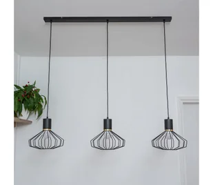 Lampa wisząca SOLANO na lince 3xE27/15W/230V czarny/złoty - Lampy sufitowe - miniaturka - grafika 1