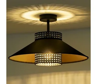 Duolla - Żyrandol natynkowy RIO RATTAN 1xE27/15W/230V śr. 45 cm czarny/złoty - Lampy sufitowe - miniaturka - grafika 1
