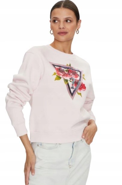 GUESS BLUZA DAMSKA SLIM BAWEŁNIANA PUDROWY RÓŻ XS GMB