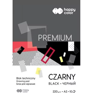 Happy Color, Blok techniczny A3 220G Premium Czarny, Pakiet 10szt. - Podobrazia, bloki, papiery - miniaturka - grafika 1